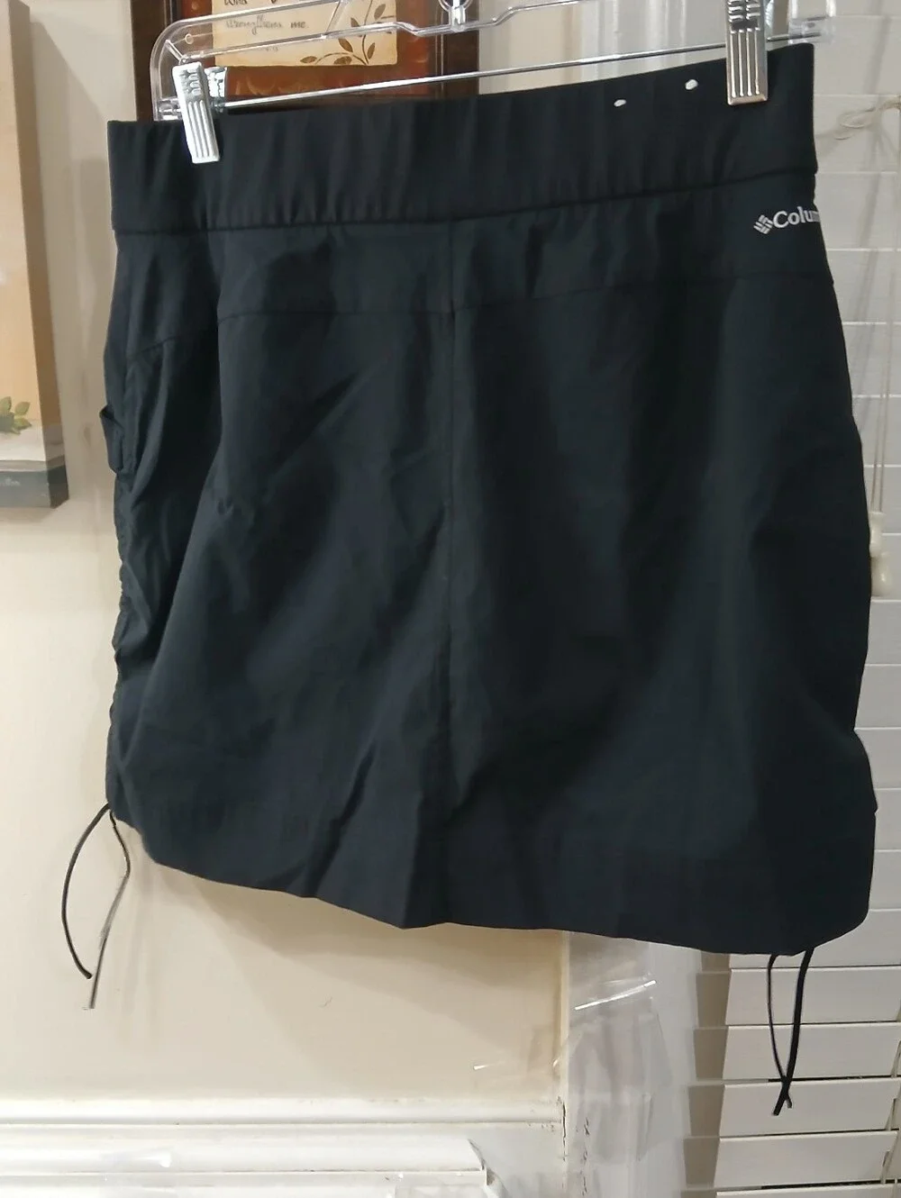 Columbia Women's M Black Solid Mini Skirt/skort Pull-On Stretch Pockets Logo
